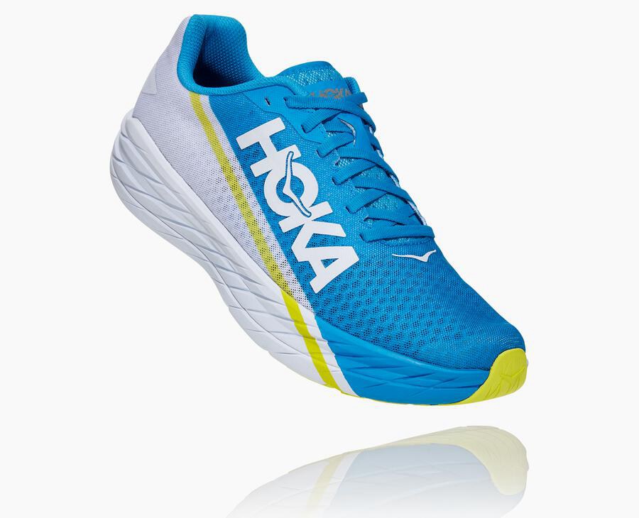 Hoka One One Rocket X - Women's Running Shoes - White/Blue - UK 530SFIDTN
